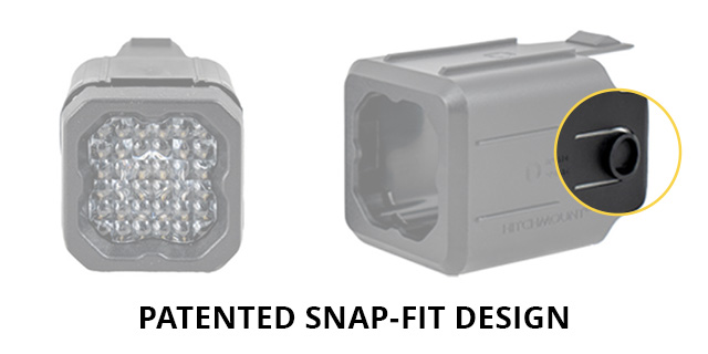 HitchMount LED Pod system patented snap-fit design