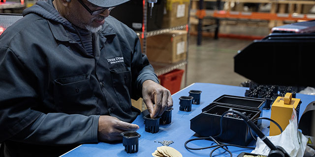 Technician working on HitchMount LED Pod system