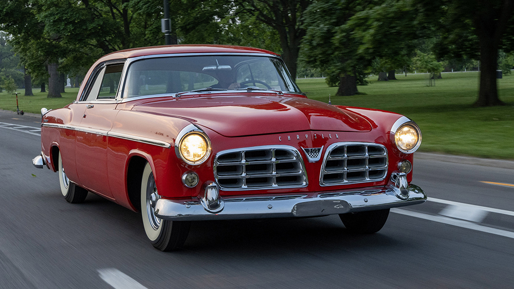1955 Chrysler 300 Sport Coupe driving on road