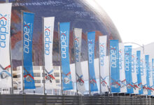 AAPEX row of flags in front of convention center