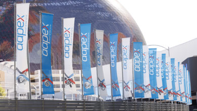 AAPEX row of flags in front of convention center