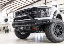 Bodyguard Bumpers on Ford truck in airplane hanger