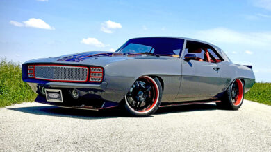Cutom 1969 Camaro DSTROYR F-body parked on gravel