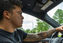 Dillon Gabriel driving minivan