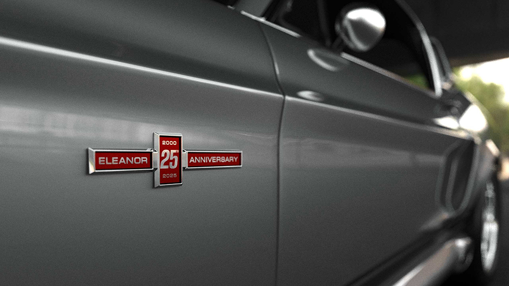 Close-up of Eleanor Gone Again Badge on 1967 Mustang