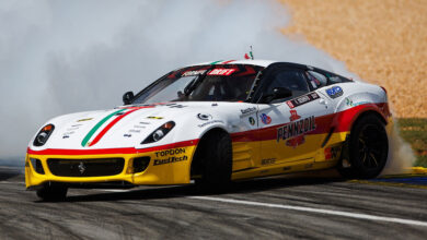 Federico Sceriffo drifting in his custom Ferrari 599 GTB know as Fiorella