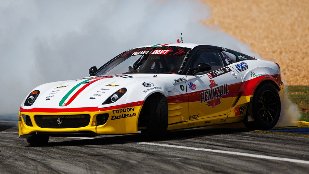 Federico Sceriffo drifting in his custom Ferrari 599 GTB know as Fiorella