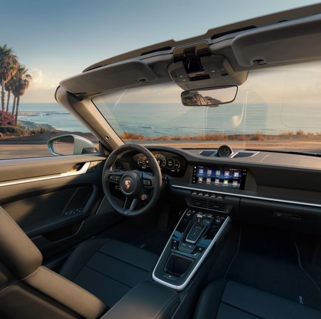 New Porsche 911 4S variant interior parked at beach