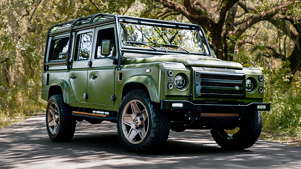 Project Wilder California Land Rover Station Wagon parked on road surrounded by trees