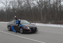 Road test of ADAS with dummy being hit by car