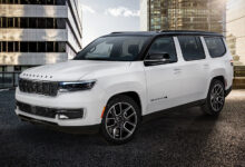 The 2025 Jeep Wagoneer Super parked in street with building in background