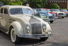 Chrysler historical vehicles, on display at the Detroit Yacht Club