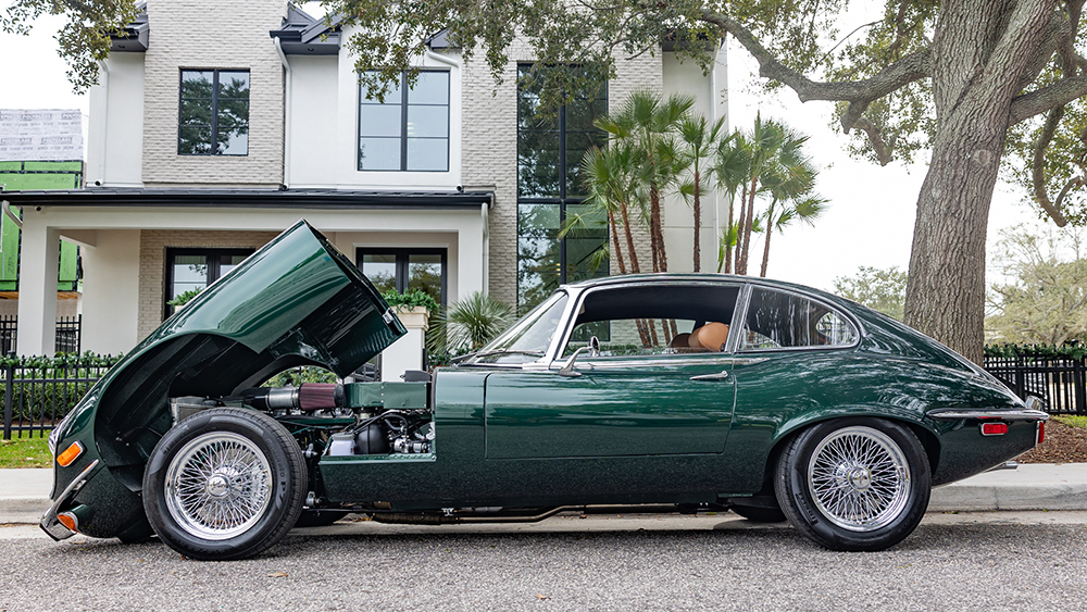 The ECD Wellesley Commission Jaguar E-Type Series III with open hood