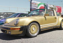 1986 Porsche Targa known as bb-001 Streets of Gold on display during Monterey Car Week