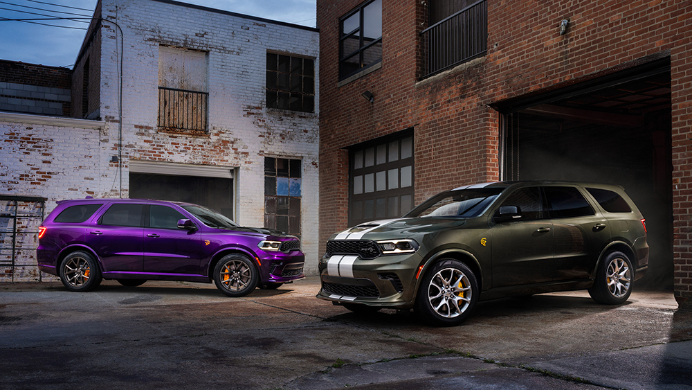 2026 Dodge Durango SRT Hellcat Jailbreak in Green Machine and Stryker Purple