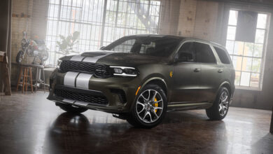 2026 Dodge Durango SRT Hellcat Jailbreak parked in garage backlit by large windows