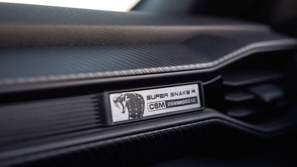 Shelby Super Snake-R badge on dash
