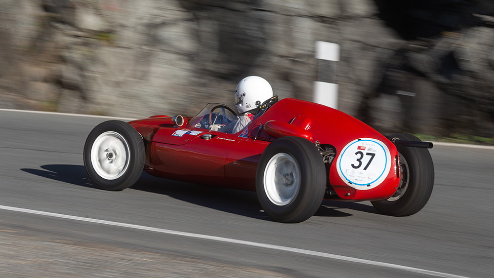 Bernina Gran Turismo race car on course