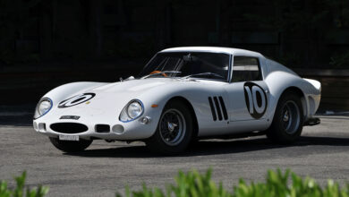 Bianco Speciale white Ferrari 250 GTO parked in driveway