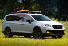 Chrysler Pacifica Grizzly Peak concept van parked in grass