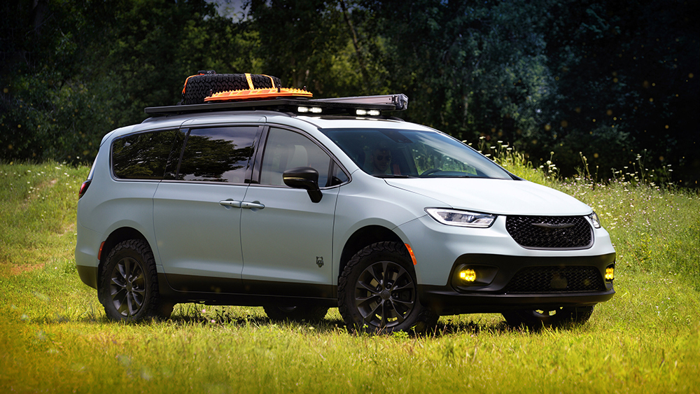 Chrysler Pacifica Grizzly Peak concept van parked in grass
