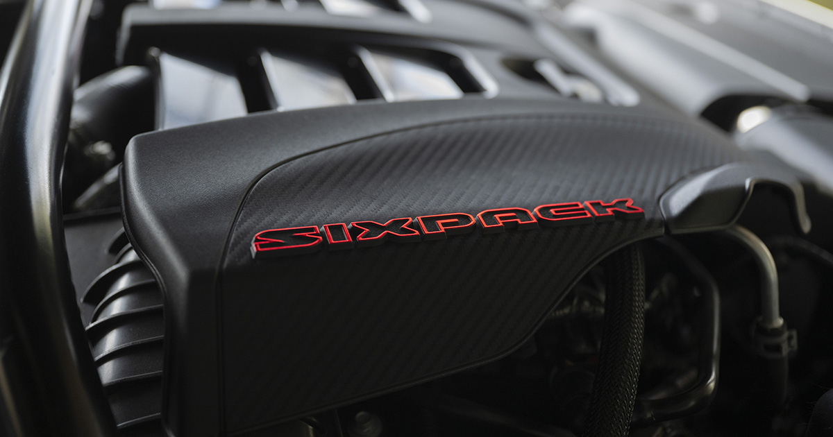 Closeup of 2026 Dodge Charger Sixpack engine