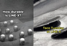 LINE-X sprays eggs and tacos with bedliner