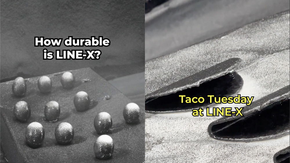 LINE-X sprays eggs and tacos with bedliner
