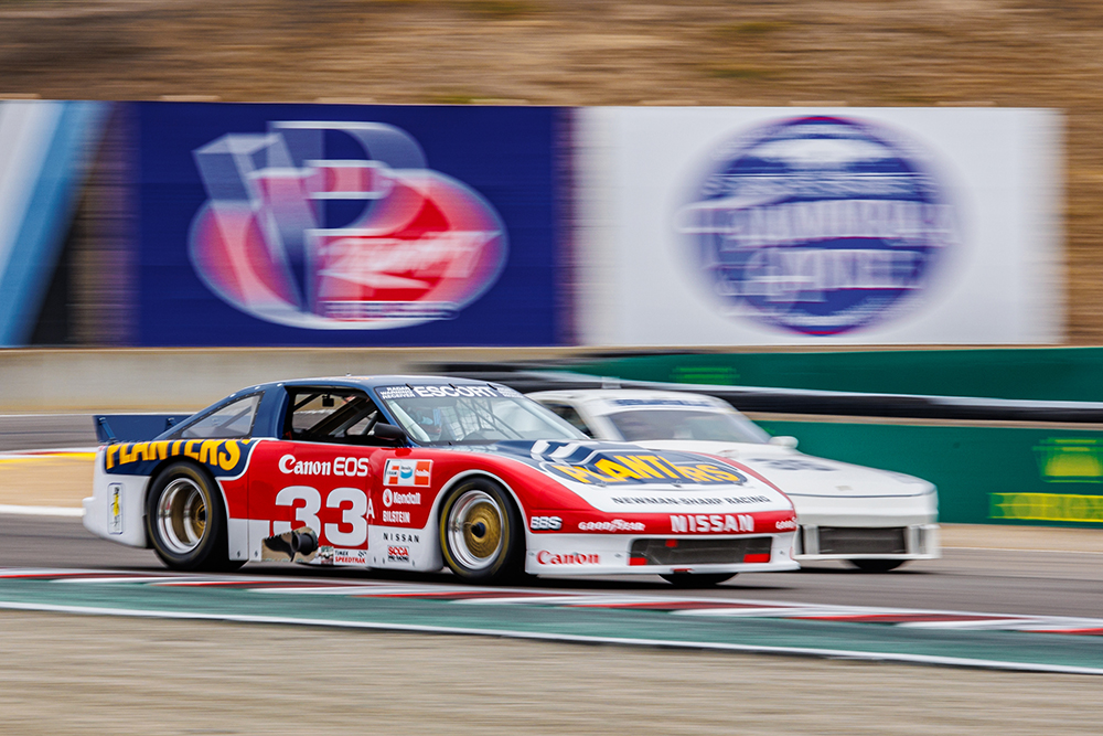 Michael Parsons in his 1988 Nissan 300ZX overtaking Gary Stanberry in his 1982 Porsche 924 GTR.