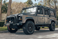 Project Powder Keg Land Rover Defender 110 parked on street