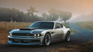 Ringbrothers OCTAVIA 805-Horsepower 1971 Aston Martin DBS parked on country road
