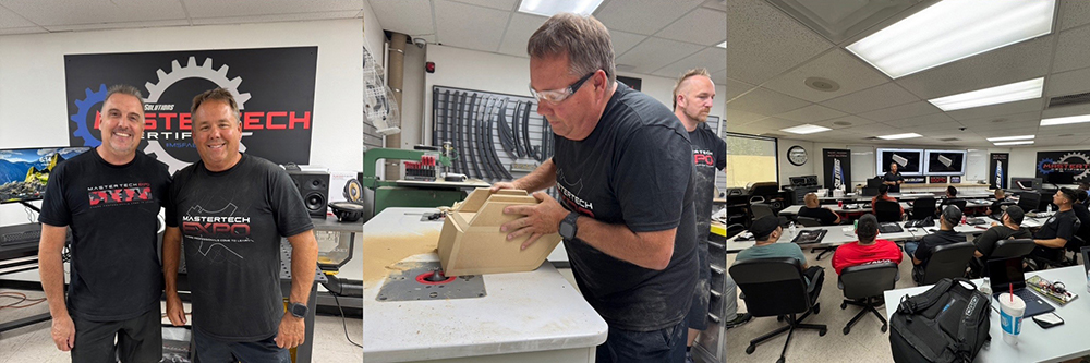 Three images of Wayne Harris teaching a class at Mobile Solutiions