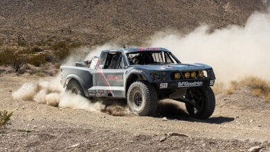 Tracey Graf kicking up dust with #58 Racer Engineering Trick Truck