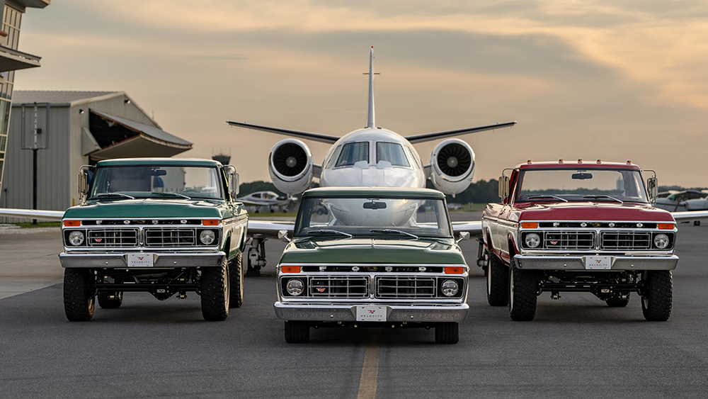 Velocity Dentside Family parked in front of private jet at airport