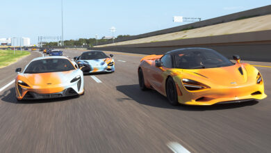 Three McLarens on road during States Of Endurance Day 7