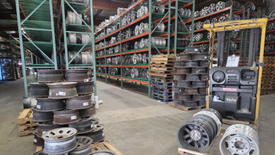 Warehouse stocked with wheels