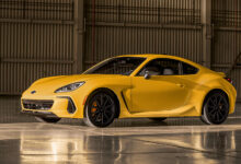 2026 Subaru BRZ Series.Yellow parked in hanger