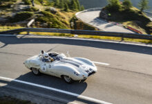 Classic car on road Bernina Gran Turismo