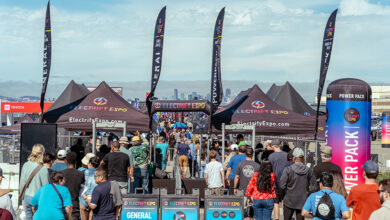 Electrify Expo vendor tents and large crowd