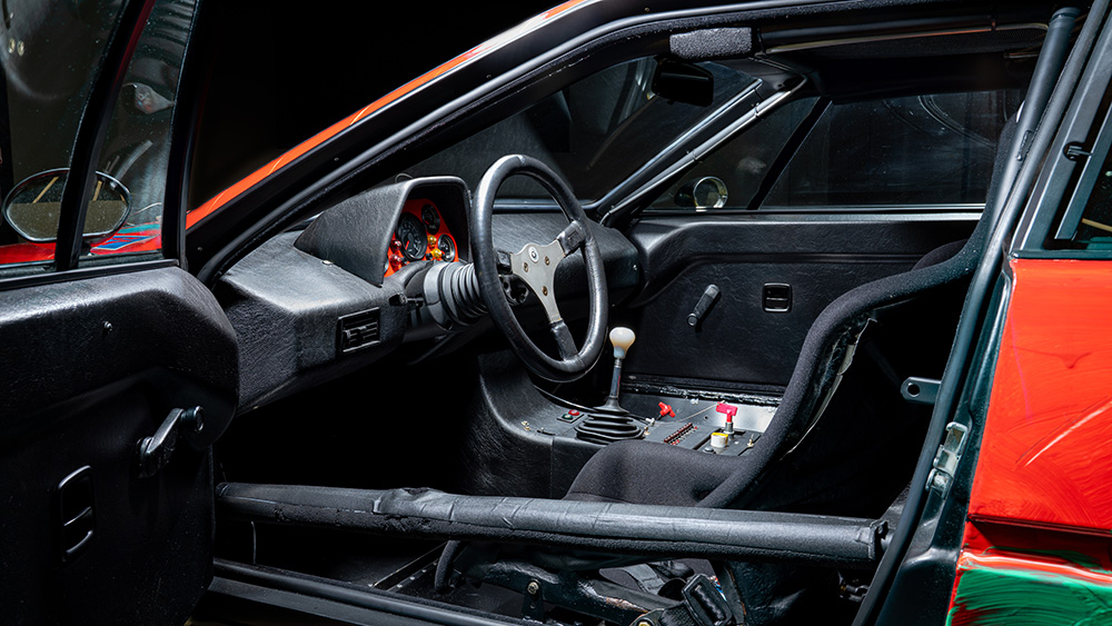 1979 BMW M1 by Andy Warhol interior through driver's door