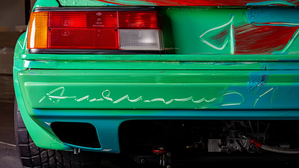 1979 BMW M1 by Andy Warhol close-up rear bumper with Andy Warhol signature