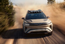 Lucid GravityX Concept racing along dirt road