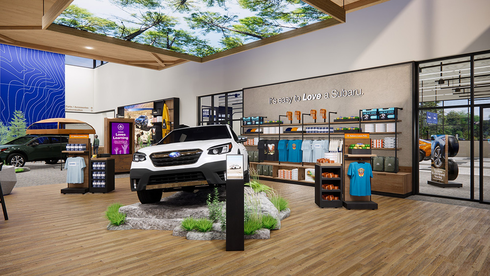 Inside, the new Subaru Connection Hub concept showcases vehicles paired with curated merchandising tools, gear, and accessories
