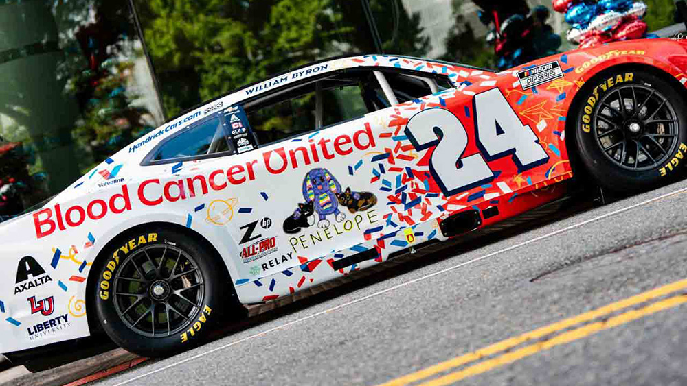 No. 24 Chevrolet's paint scheme for Blood Cancer Awareness Month
