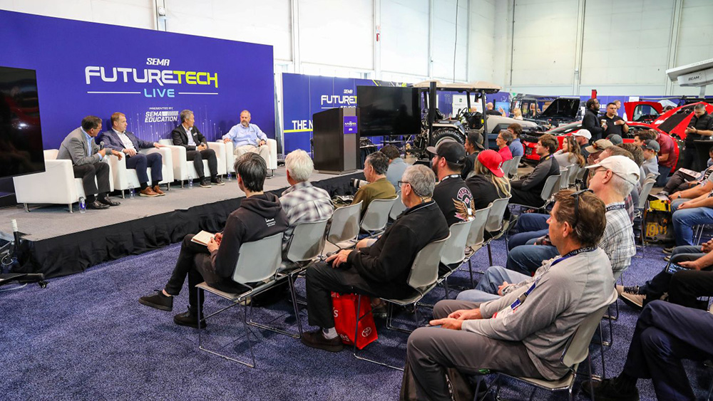 FutureTech panel and audience at SEMA Show
