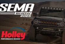 Holley and SEMA Show logos with Ford Bronco in background.