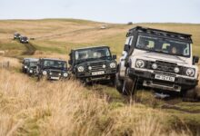 INEOS Grenadier expedition on trail in hill country brush