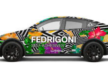 Colorfully wrapped vehicle