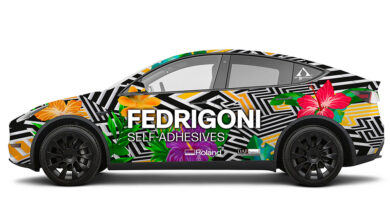 Colorfully wrapped vehicle