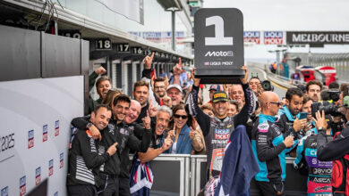 Rider Senna Agius from the LIQUI MOLY Dynavolt Intact GP team was the first Australian to celebrate a historic home victory in Moto2